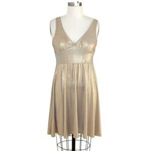 Gold Lamé stretchy flare dress